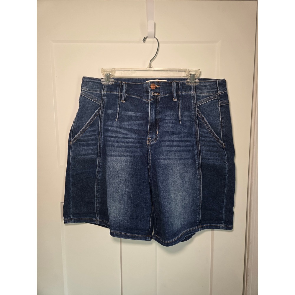 Risen Jeans Dark Wash High Rise Paneled Denim Bermuda Shorts XL RDS6447